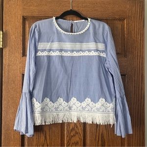 T Tahari Embroidered Top